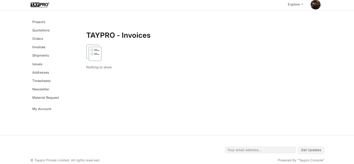 Invoices Section Screenshot